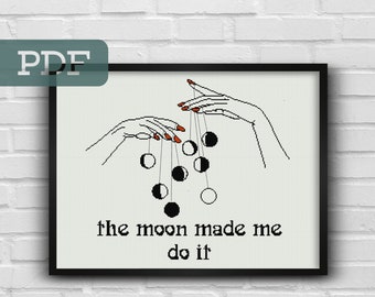 Moon Phase Cross Stitch Pattern - Witchy Design (PDF Pattern)
