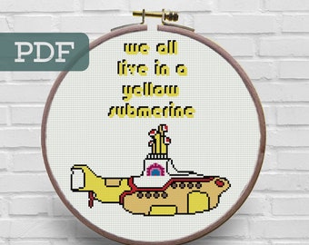 Yellow Submarine Cross Stitch Pattern Beatles Cross Stitch Pattern