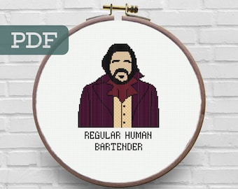 Laszlo Cravensworth Cross Stitch Pattern - Regular Human Bartender Cross Stitch Pattern -  What We Do in The Shadows Cross Stitch Pattern