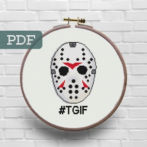 Friday The 13th Cross Stitch Pattern - Jason Voorhees Cross Stitch Pattern - Horror Cross Stitch - B movie Cross Stitch