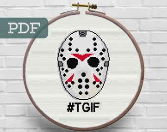 Friday the 13th Cross Stitch Pattern – Jason Voorhees Horror (PDF Pattern)