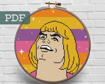 He-Man Singing Cross Stitch Pattern – Pixel Art (PDF Pattern)