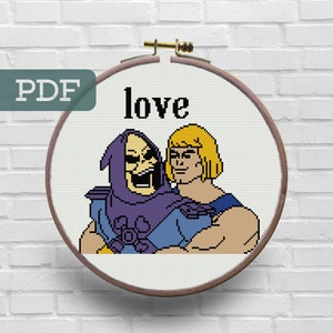 Skeletor He-man Love Cross Stitch Pattern - He-man Cross Stitch Pattern - Skeletor Cross Stitch Pattern