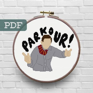 Parkour Cross Stitch Pattern - Michael Scott Cross Stitch - Prison Mike Cross Stitch Pattern - The Office Cross Stitch - The Office Parkour