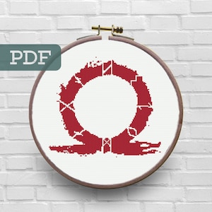 God of War Cross Stitch Pattern - Kratos Cross Stitch Pattern - Spartan Cross Stitch Pattern - GOW Cross Stitch Pattern - Omega Symbol