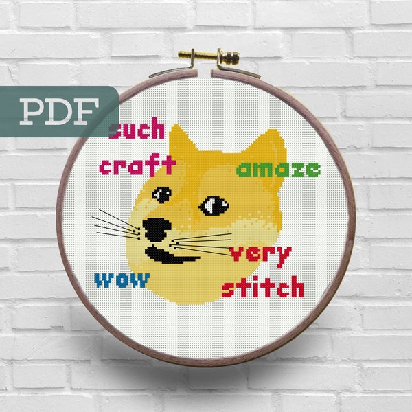 Doge Cross Stitch Pattern - Doge Meme Cross Stitch Pattern