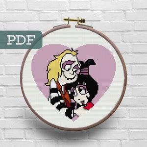 Beetlejuice Lydia Deetz Cross Stitch Pattern - Tim Burton Cross Stitch - Valentines Cross Stitch Pattern