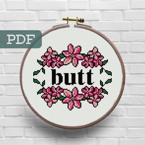 Butt Cross Stitch Pattern - Subversive Cross Stitch Pattern - Snarky Cross Stitch