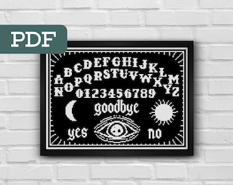Patrón de punto de cruz para tablero Ouija - Planchette de bruja (patrón en PDF)