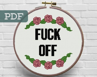Snarky Floral Cross Stitch Pattern - Subversive Design (PDF Pattern)