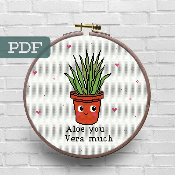 Aloe You Vera Much Cross Stitch Pattern