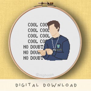 Patrón de punto de cruz de Brooklyn Nine-Nine con cita divertida de Jake Peralta, serie de televisión, bordado en PDF