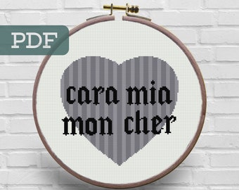 Morticia & Gomez Kreuzstichmuster - Cara Mia Mon Chero (PDF-Muster)