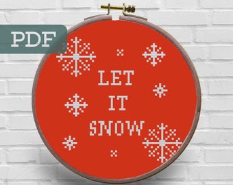Let is Snow Cross Stitch Pattern - Christmas Cross Stitch Pattern - Xmas Cross Stitch Pattern - Festive Cross Stitch - Snow Cross Stitch