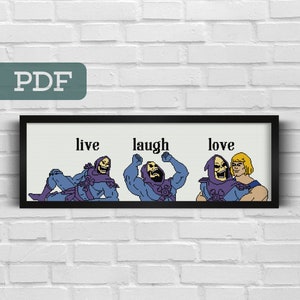 Skeletor He-man Live Laugh Love Cross Stitch Pattern - He-man Cross Stitch Pattern - Skeletor Cross Stitch Pattern - Live Laugh Love Cross