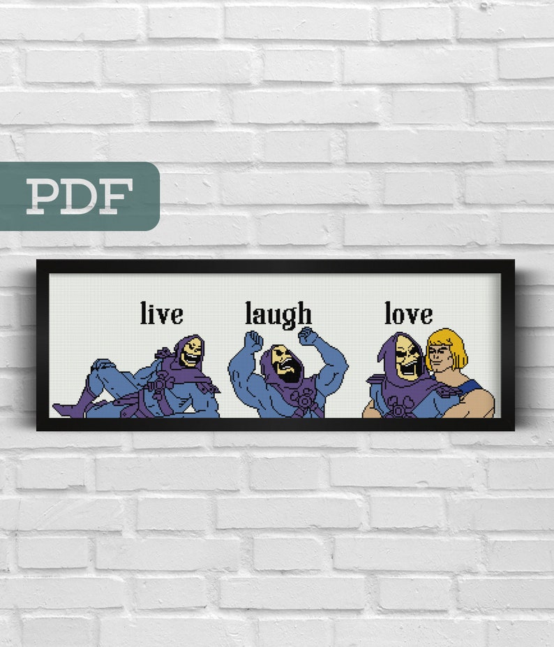 Skeletor He-man Live Laugh Love Cross Stitch Pattern - He-man Cross Stitch Pattern - Skeletor Cross Stitch Pattern - Live Laugh Love Cross 