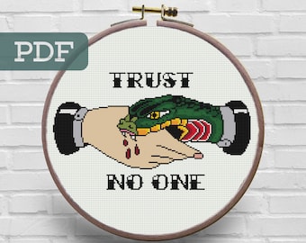 Trust No One Tattoo Cross Stitch Pattern – Subversive Sailor Design (PDF Pattern)