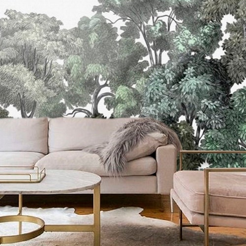 Peel 'n Stick Wall Paper Jungle Mural Removable Wallpaper Etsy