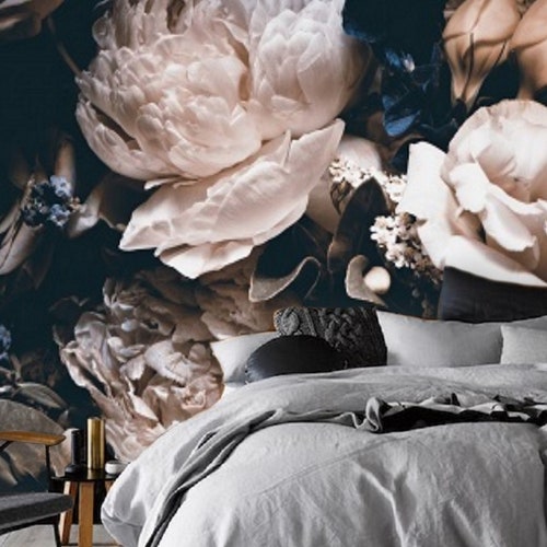 Dutch Dark Vintage Floral Removable Wallpaper Peel and Stick Etsy