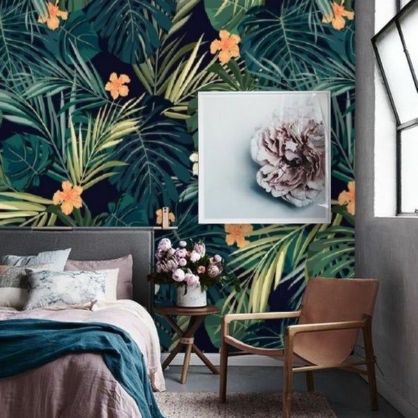 Peel and Stick Wall Paper, Monstera Leaf Wallpaper Wall Mural Removable, Wallpaper Peel & Stick Mural, Self Adhesive Wallpaper Temporary #34