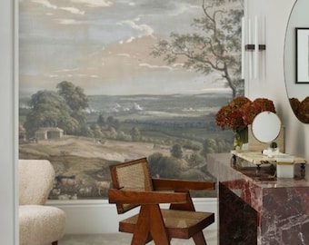 Rural Painting Wall Mural, Historical Landscape Wallpaper, Scenic Panoramic Wallpaper, French Pastoral Wallpaper, Country Mural Wallpaper