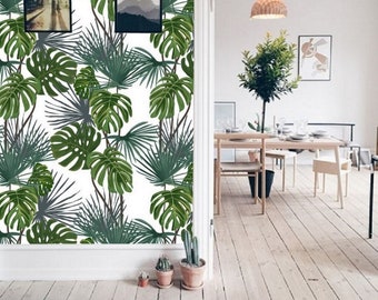 Watercolor Wallpaper Self Adhesive Wallpaper Peel /& Stick Mural Plants Wallpaper Wall Mural Removable Peel and Stick Wall Paper Green #36