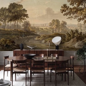 retro antique oil painting landscape mural wallpaper peel and stick modern dining room decor gift for new home