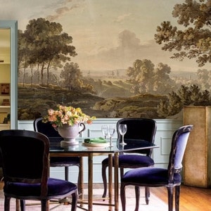 retro antique oil painting landscape mural wallpaper peel and stick modern dining room decor gift for new home