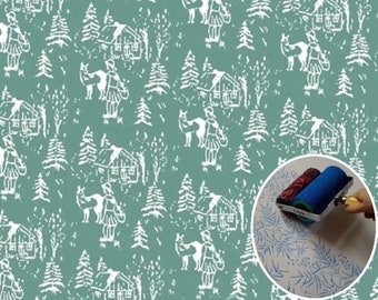 Set of Patterned Paint Roller, Winter Village Pattern Paint Roller, Christmas Texture Roller, Decorative Paint roller, Wall Decoration