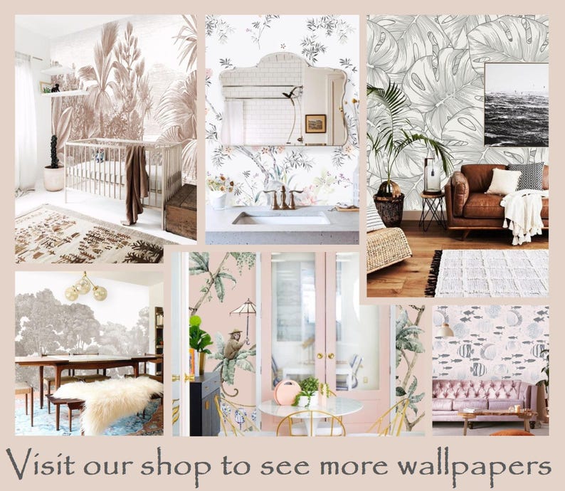 Green Tree Wallpaper Mural, Removable Peel and Stick Prepasted, Modern Natural Decor, Vintage Woodland Toile Wallpaper for Cozy Living Room image 13