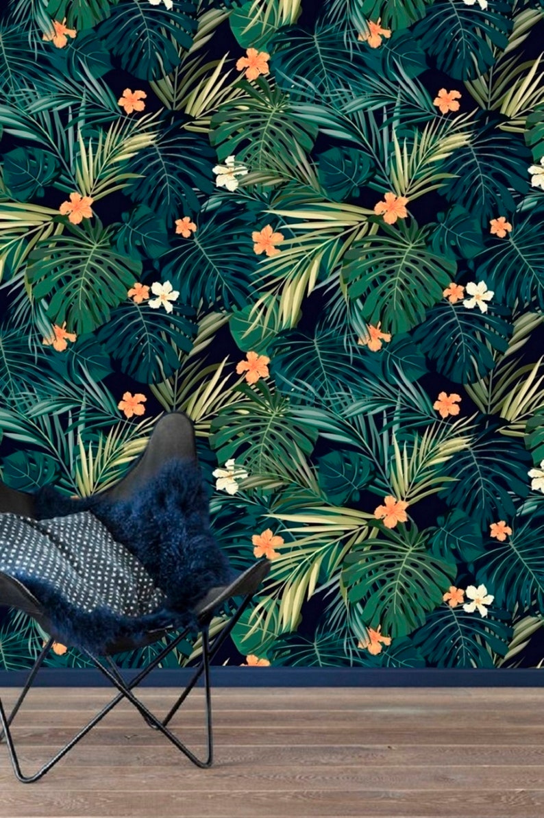 Peel and Stick Wall Paper Monstera Leaf Wallpaper Wall Mural Etsy