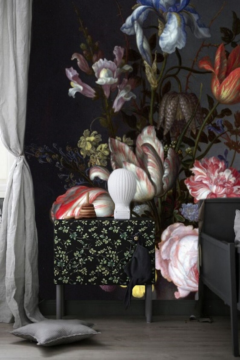 Wall Paper Floral Wallpaper Wall Mural Removable Wallpaper Etsy