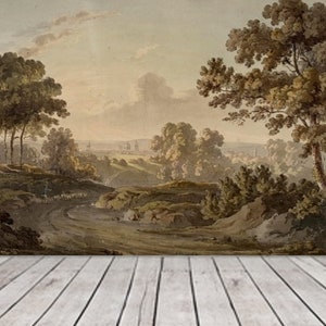 Art mural campagne anglaise, peinture à l'huile ancienne paysage papier peint mural autocollant, grande impression murale panoramique vintage 210 image 5