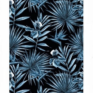 Blue Palm Leaf Wallpaper, Peel and Stick Wallpaper Blue, Palm Wallpaper Black, Tropical Wallpaper Black, Botanical Wallpaper Dark Blue 102 image 10