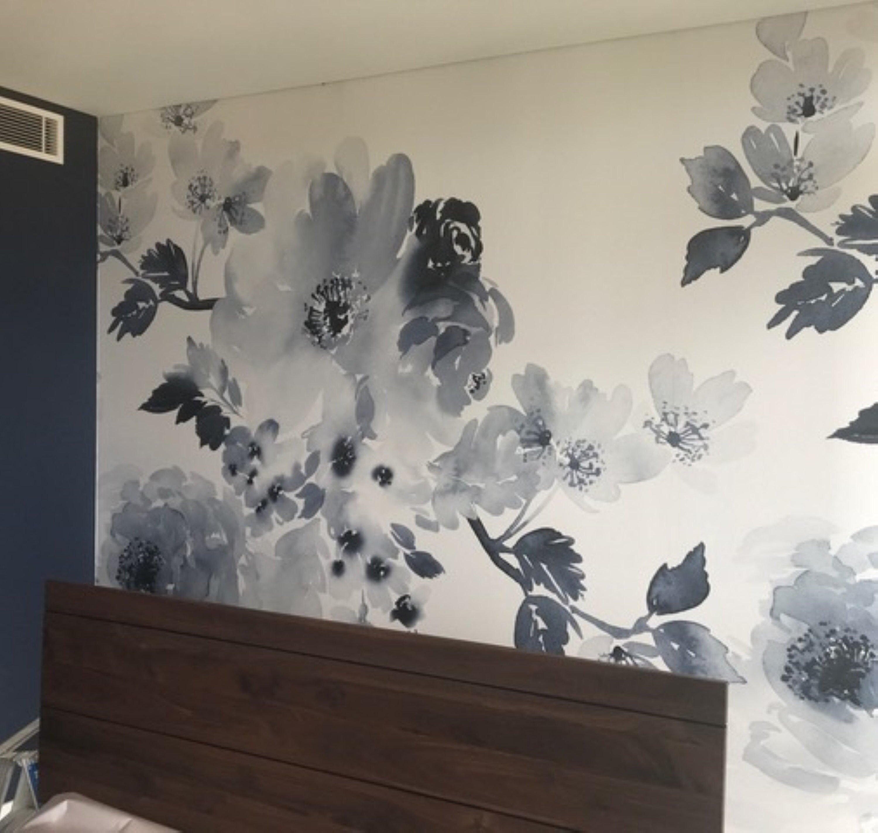 Blue and White Floral Wallpaper Blue Wall Mural Remove | Etsy