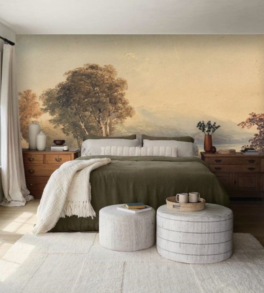 Old Vintage Oil Painting Wallpaper Mural, Removable Peel and Stick ...