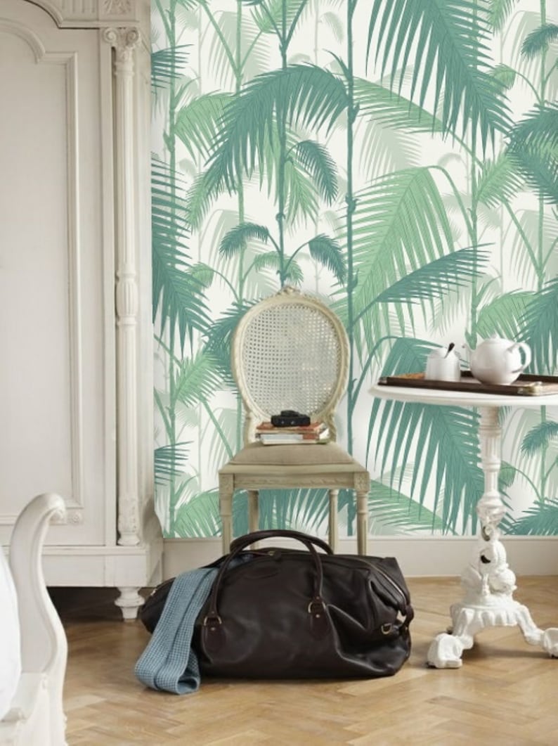 Green Palm Leaf Wallpaper Peel and Stick Jungle Tropical Etsy