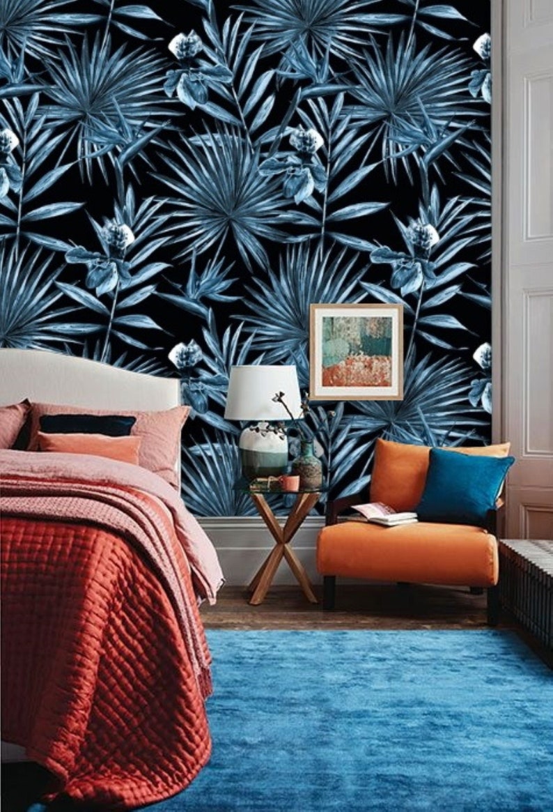 removable peel and stick self adhesive palm leaves wall mural wallpaper