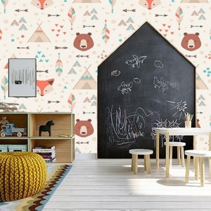 Tier Tapete Kinderzimmer Dekor, Wandbild Entfernbare Tapete Schälen & Aufkleben Wandbild, Tipi Tapete Selbstklebende Tapete Kinder #5