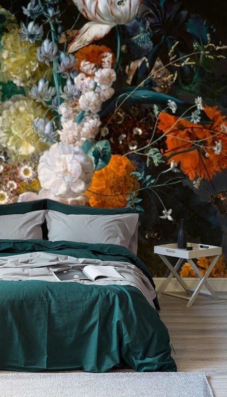 Dutch Floral Wallpaper Mural Peel & Stick Wallpaper Remove Etsy