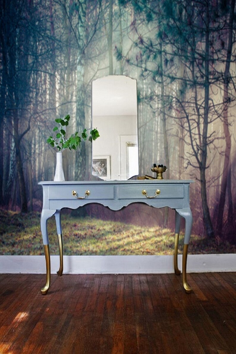 Peel and Stick Wall Paper Boho Misty Forest Wallpaper Wall Etsy