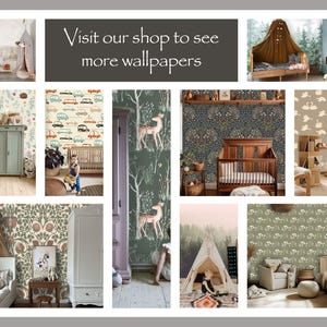 Donker, grillig behang Bosdieren Paddestoel, verwijderbare plakband, voorgelijmd, Cottagecore-decor kinderkamer afbeelding 14