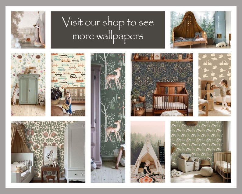 Donker, grillig behang Bosdieren Paddestoel, verwijderbare plakband, voorgelijmd, Cottagecore-decor kinderkamer afbeelding 14
