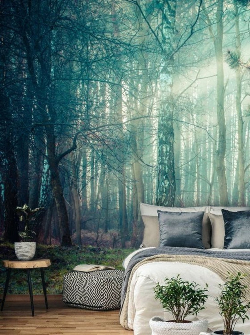 Forest Wall Mural Removable Wallpaper Forest Mural Peel & Etsy