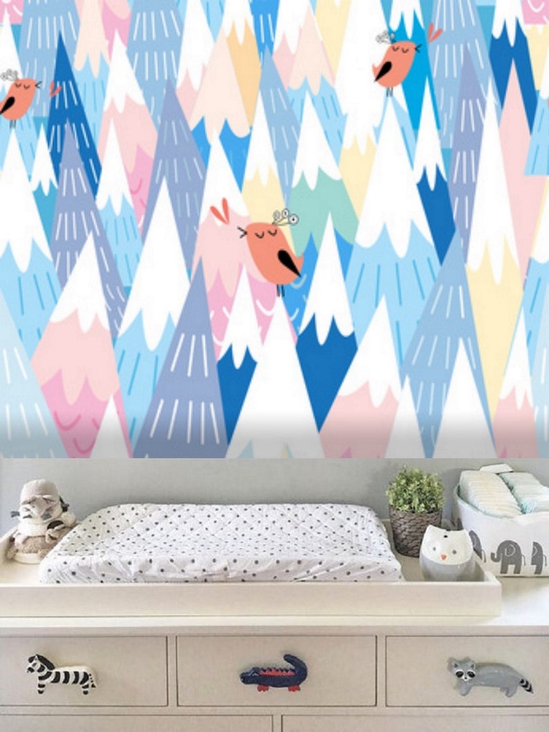 Baby Boy Nursery Wallpaper Peel & Stick Mountain Wallpaper - Etsy UK