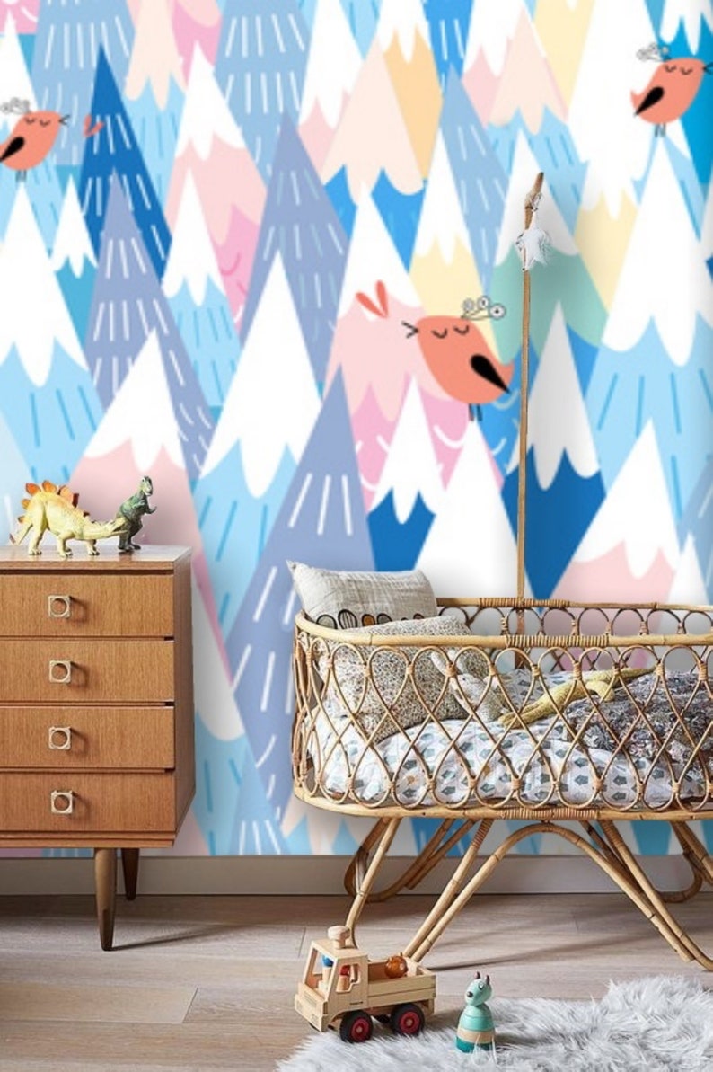 Baby Boy Nursery Wallpaper Peel & Stick Mountain Wallpaper Etsy UK