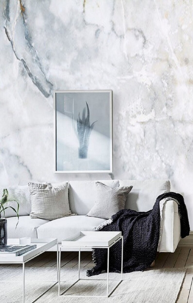 White Marble Wallpaper Removable Mural Self Adhesive Etsy