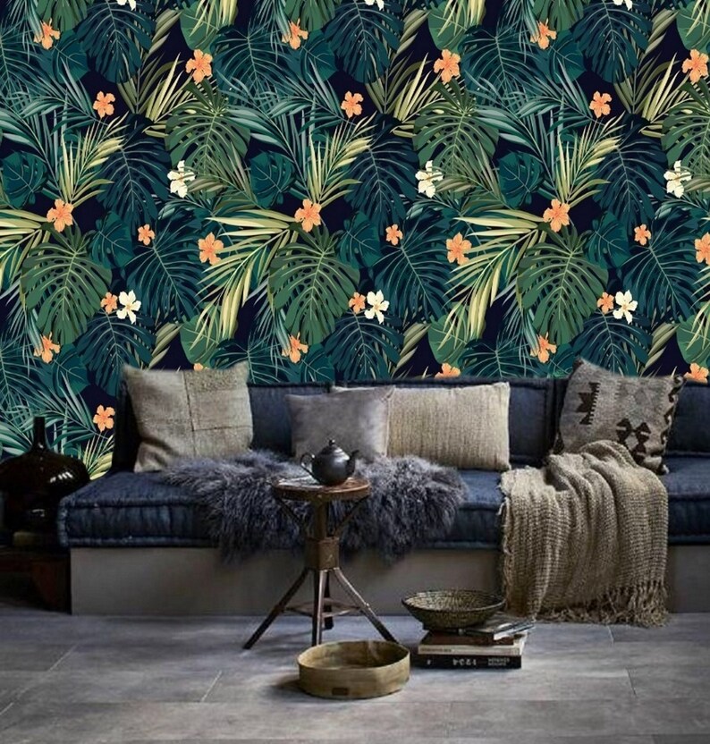 Peel and Stick Wall Paper Monstera Leaf Wallpaper Wall Mural - Etsy