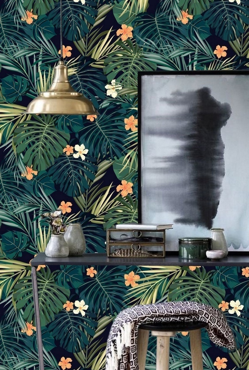 Peel and Stick Wall Paper Monstera Leaf Wallpaper Wall Mural - Etsy