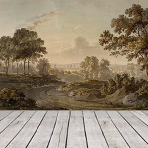 Art mural campagne anglaise, peinture à l'huile ancienne paysage papier peint mural autocollant, grande impression murale panoramique vintage 210 image 6